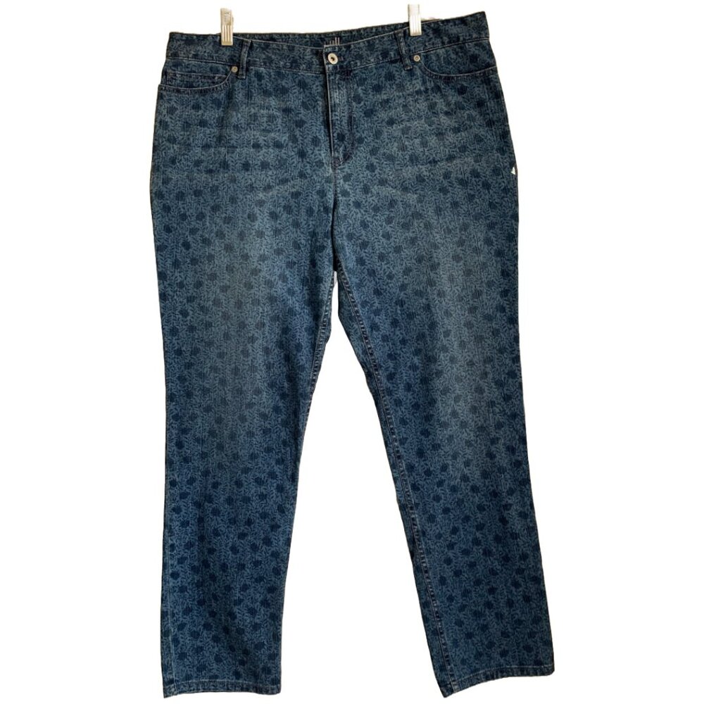 NWOT J. JILL Womens' Floral Print Authentic Fit Slim Leg Jeans Sz 16 Petite - Picture 3 of 7